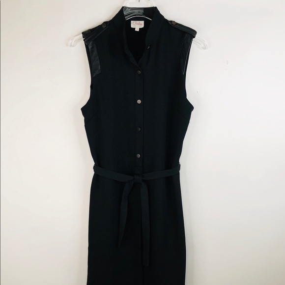 Parker Black with Leather Trim Tunic Dress - Picture 4 of 7